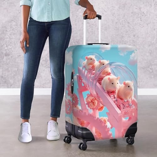 FOR U DESIGNS Pink Cartoon Guinea Pig Suitcase Protector Cover Elastic Anti-Scratch Luggage Sleeve 18-21 Inch Carryon Luggage for Travel Vacation Family Trips4