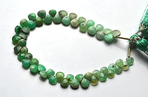 Perles chrysoprase verte en cœur pour concevoir vos bijoux de mariage faits main
