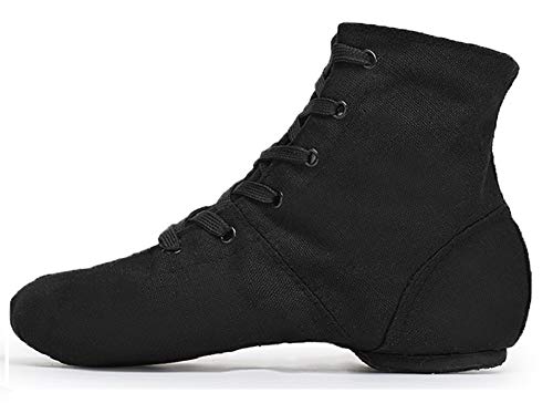 Smithmelody Canvas Jazz Dancing Sneakers Ballet Dance Boots For Girls Boys (Toddler/Little Kid/Big Kid) (1 Little Kid/31S，Black #TOP3