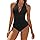 2025 Maillot De Bain Femme,Halter Été 1 Pieces Gainant Contrôle Ventre Plat Col V Push Up Grande Taille Rembourré Maillots Une Pièce Sexy Beachwear Sport Ensemble Maillot De Bain Gainant