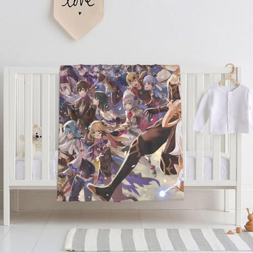 げんしん 原神 ひざ掛けエアコンフランネル毛布 洗えるふわふわ軽量フランネルブランケット 車用オフィス携帯用毛布 150×200cm