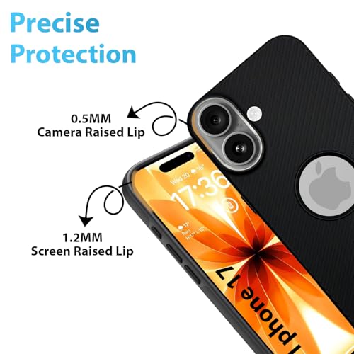 Image of LIRAMARK Rugged Carbon Fibre TPU Armor Silicone Back Cover Case for iPhone 17