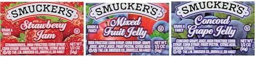 NEW - Smucker's Jam Assortment, Single Serving Packs, 1/2 oz, 200/Carton - 774