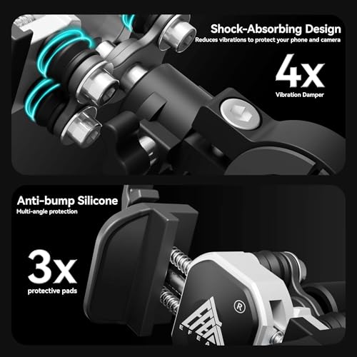 Image of Motorcycle Bike Phone Holder with Vibration Dampener, Aluminum Alloy