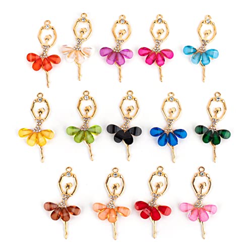 Framendino, 14 Pack Ballerina Charms Ballet Girls Pendants Rhinestone Crystal Dancer Girl Charm Pendant For Diy Crafts Jewelry Making Earring Necklace Bracelet Keychain #TOP10
