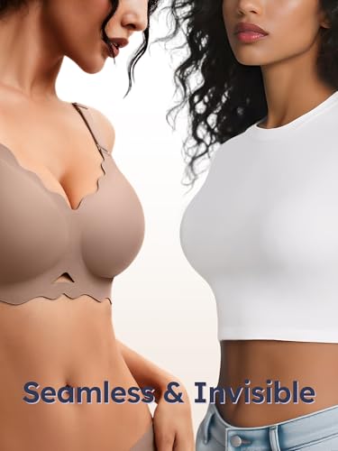 Image of Wireless Jelly Bras for Women No Underwire Seamless Full Coverage Bra with Support Comfort T-Shirt Bralette
