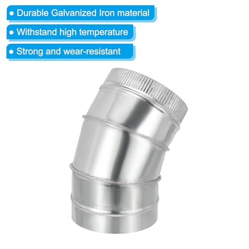 PATIKIL 6 OD 45 Grad Bogenrohrverbinder, 2er-Pack HVAC Lüftungs-Schornsteinrohr Verstellbarer Verbinder aus verzinktem Eisenadapter für Lüftungsabzugsofen