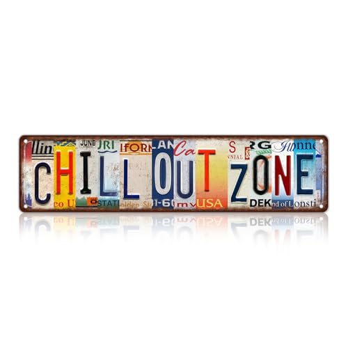 Vintage Chill Out Zone Metal Tin Signs Street Signs Home Wall Decor 16 x 4 Inches