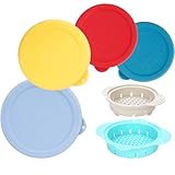 Can Lids & Strainer Duo — 2 Packs Can Strainers And 4 Packs Silicone Can Covers, Fit For 3.0''|3.2''|3.5''|4.0-Inches Canned Food, Holiday Kitchen Set, Essential Canning Supplies