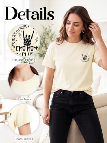 Mama Shirts Emo Moms Club Tshirt Mom Life Skeleton Hand Graphic Shirt | PT Haahoos It Was Never A Phase Emo Shirt Mom Crewneck TShirts Mom Vibes Shirt Vintage Rock Style Short Sleeve Tee Top — view 6