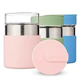 KEEPEE Thermobecher mit Herausnehmbarem Glas-Einsatz - Kaffeebecher to go - Glasbecher isoliert für Tee oder Kaffee to go - Travel Mug mit Silikon Deckel - Spülmaschinengeeignet -295ml/10oz Rosa