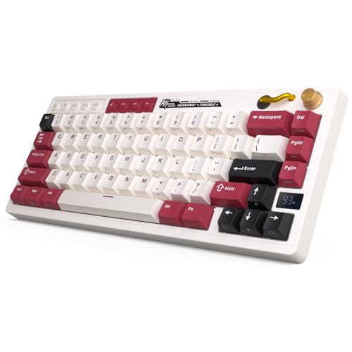 RK ROYAL KLUDGE M65 Wireless Mechanical Keyboard with Volume Knob, 60% Tri-Mode Gaming Keyboard 2.4G/BT/USB-C, Gasket Mount, Battery Display, PBT Keycaps, Hot-Swappable Cream Switch, White
