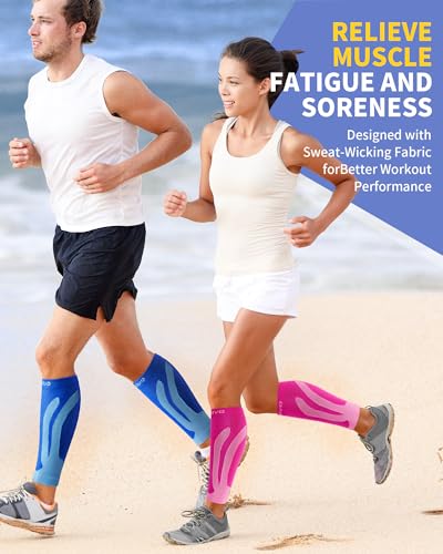 Image of CAMBIVO Calf Compression Sleeve 3 Pairs Footless Compression Socks Running | Leg Sleeves for Men & Women, 15-20mmHg, Shin Splints Relief & Recovery, Fitness, Cycling, Varicose Veins, Travel, Nurse