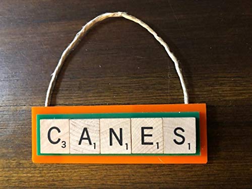 Miami Hurricanes Canes Christmas Ornament Letters Tiles Handmade