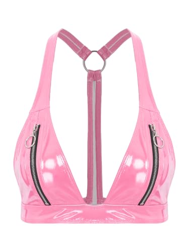 Conjunto de dos piezas con bralette de cremallera frontal y pantalones efecto látex 5