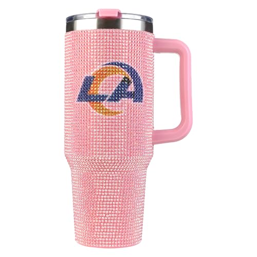 Image of The Memory Company Officially Licensed 40oz Pink Bling Game Day Tumbler, Los Angeles Rams