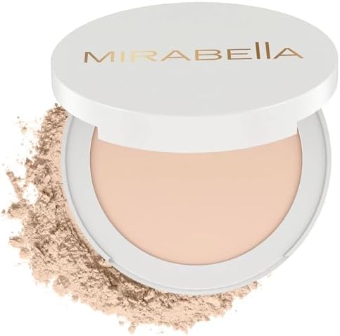 MIRABELLA - Invincible for All Pure Press Foundation, HD-Finish Pressed Powder, Buildable Mineral Pressed Powder Compact with Jojoba & Triglyceride, Age-Defying Makeup for All Skin Types, Porcelain P2