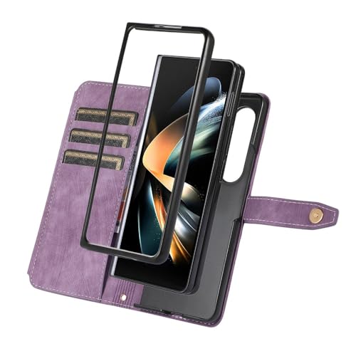 Étui pour Samsung Galaxy Z Fold 7 rose : pochette portefeuille en cuir avec clapet magnétique