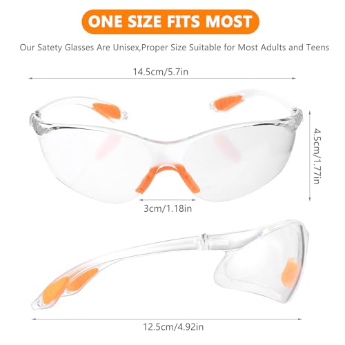 BieMian 10 Stück Schutzbrille Arbeitsschutzbrillen, Transparent Sicherheitsbrillen Arbeitsschutzbrille mit Gummieinsatz Augenschutzbrille für Schießsport Herren Damen (Orange)