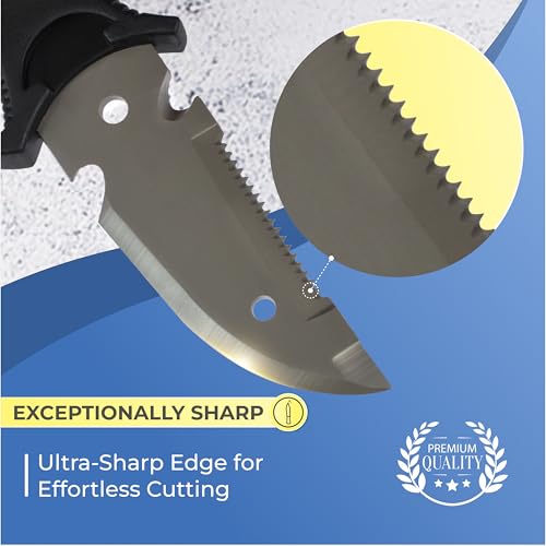Dive Knife – 6.7\" Compact Scuba Knife Made of Stainless Steel with Titanium Coating with Yellow Handle – Diving Knife with Sheath and Leg Strap – Scuba Diving Gear for Spearfishing and Survival - Thumbnail 6