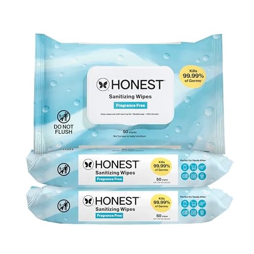 The Honest Company Sanitizing Alcohol Wipes | Kills 99% of Germs, Made With Aloe | Unscented, 150 Count (3 Packs of 50)