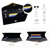 Larcenciel Clutch czarna, elegancka zamszowa torebka ze zdejmowanym łańcuszkiem, klasyczna aksamitna koperta, modna koperta z zamszu, na wesele, imprezę, 22 x 11 x 5 cm