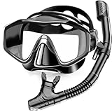 ドライシュノーケルマスクアダルトおよびユースプロフェッショナルシュノーケリングスーツ、180°曇り止めパノラマゴーグル、ダイビングマスク、フルドライシュノーケルスイミング ブラック