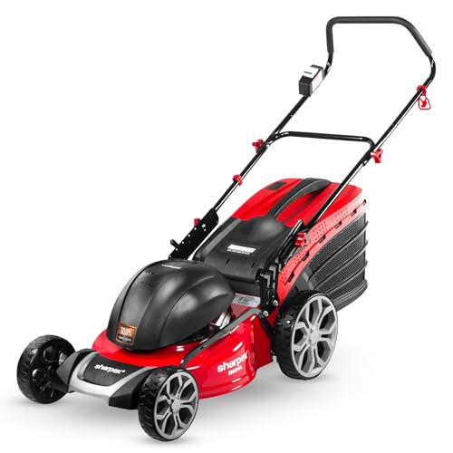 Sharpex 1800W Electric Lawn Mower 16" Blade | Made in India | 45L Grass Catcher | 6 Cutting Heights...