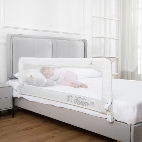 ComfyBumpy 1-Pack Bed Rail for Toddlers 55.5' L x 19.5' H | Toddler Bed Rails for Twin, Full, Queen & King Mattress Size | Swing Down Rail Guard | Mattress Side Rail for Kids | White