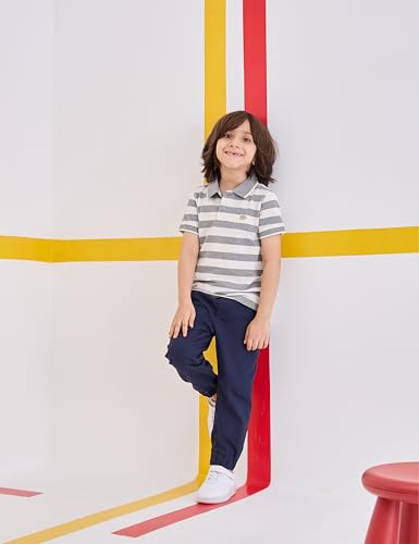 Image of Amazon Brand - Symbol Boys Cotton Rich Striped Polo Tshirt | Collar Tshirts | Half Sleeves | Regular Fit