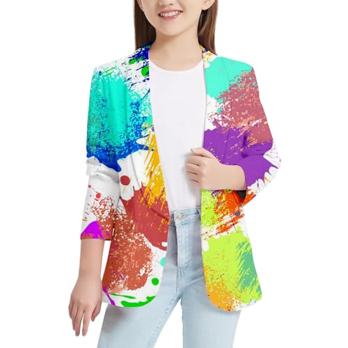 Genérico Blusa de Niña-Chaqueta infantil moderna con estampado artístico para niñas y niños (Sky Blue, 11-12Years)