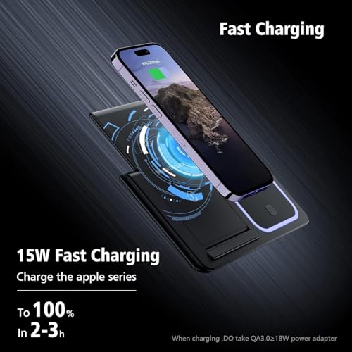 Image of 3 in 1 Wireless Charger Charging Station, Wireless Charger Stand for iPhone17 16e 16 15 14 Pro Max 13 12 11,Charging Dock for AirPods 4 3 2 Pro, Apple Watch 11 /10 /9 /Ultra /8 /SE /7 /6 /5 /4 /3
