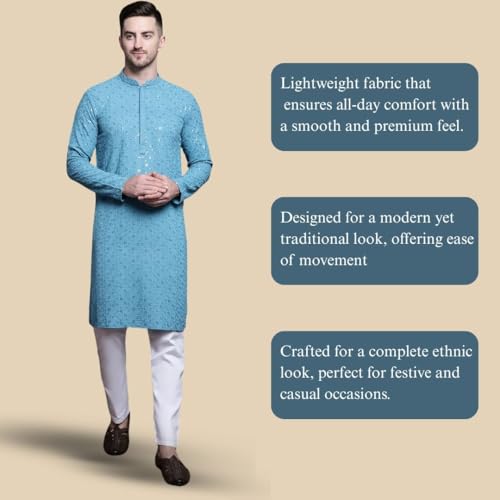 Image of Pro-Ethic Style Developer Mens Indian Traditional Cotton Kurta Sets, Men Kurta Set Indian Wedding Dress (A-117)