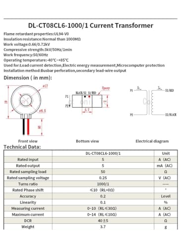 Transformador toroidal DL-CT08CL6 elimina errores de medición eléctrica CA 3