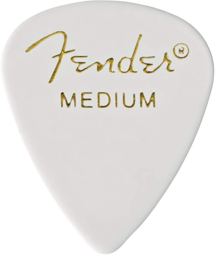 Fender Classic Celluloid Guitar Picks 351 Shape, Guitar Accessories, White, Medium, 12-Pack