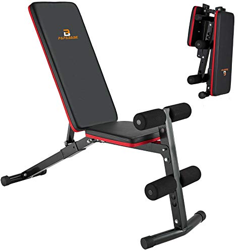 PAPABABE Weight Bench, Adjustable Strength Training Bench with Wider Backrest for Full Body Workout