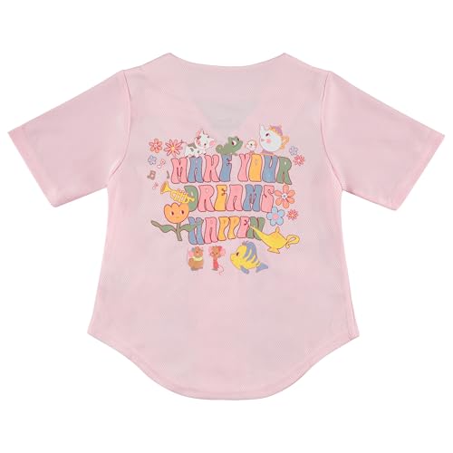 Disney Girls Princess Characters Baseball Jersey-Classic Mesh Button Down Shirt2