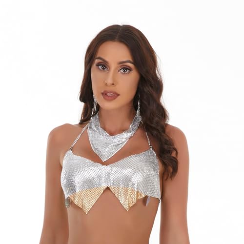 MioCloth Shiny Sequin Metal Scarf Chain for Women Carnival Party Sparkle Neck Scarf Shawl Neckerchief Nightclub Costume4