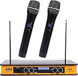 EMB - EBM60E Yellow VHF Dual Wireless Handheld Microphone System with Echo Feature. Great for Karaoke, DJ, PA, Presentation, Live Performances and Family Party