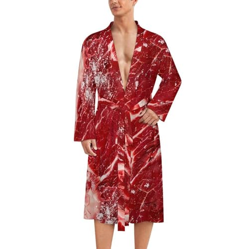 Raw Meat Beef Funny Men's Robe Soft Lightweight Bathrobe Long-sleeve Spa Robes
