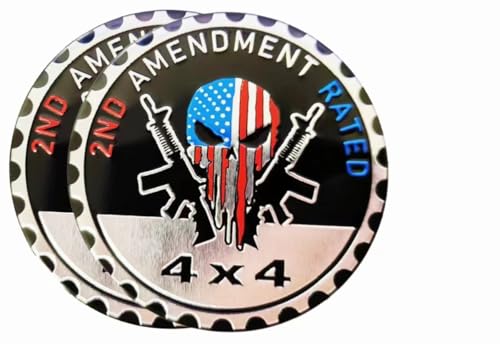 Image of 4 x 4 Metal Automotive Badge 3D Metal Emblems Round Emblem Decals Car Badge Decals Stickers Compatible with Jeep Wrangler Vehicles Trucks SUV (2ND)