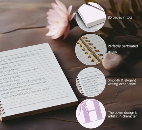 Carnet monogrammé haut de gamme à couverture rigide avec initiale H et nœud violet - 8