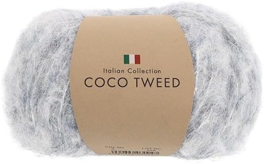 ユザワヤ Yuzawaya Coco Tweed Yarn, Light Bulky Weight, 46% Alpaca 36% Nylon 15% Viscose 3% Polyester, Made in Italy, 1 Skein (50g), 136 Yards (125m), Color 3 - Italian Collection