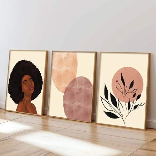 Image of kotart Abstract Paintings Set of 3 Framed Paintings for Wall Decoration, Bedroom - Framed Wall Posters /Paintings for Wall Decor (Art 10, 13x17 inch)