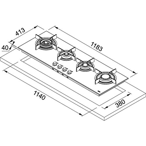 Franke Crystal Steel Pro FHCR 1204 3G TC HE XA C Acciaio inossidabile Da incasso 120 cm Gas 4 Fornello(i) - 2