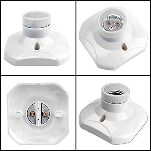 E27 Screw Light Bulb Socket Holder, ES Lamp Holder Base, Edison Screw E27 Wall Socket, Ceiling Light Fitting, AC 220-250V, White, 2pcs - Image 6