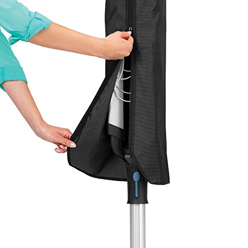 Image of Brabantia Lift-O-Matic Advance Outdoor 4 Arm Clothesline (164 ft /O 1.97 inch) Height Adjustable, Folding Clothes Drying Rack + Ground Spike, Cover + Bag of Clothespins (Gray)