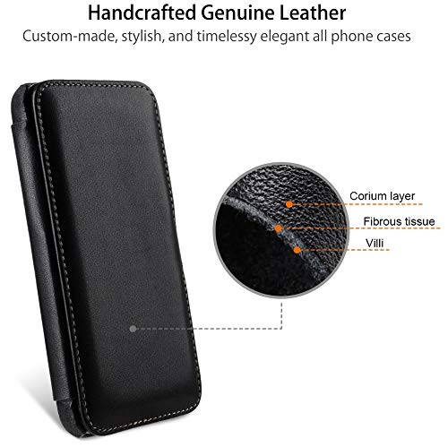 StilGut Book Type Flip Case for iPhone 12 Pro Max (6.7"), Genuine Leather iPhone 12 pro Max case with Closure, Black Nappa - Image 3