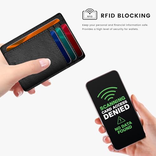 molshine Genuine Leather Card Holder, RFID Blocking Slim Minimalist Pocket Upgrated Wallet with ID Window for Women Men DLK00042