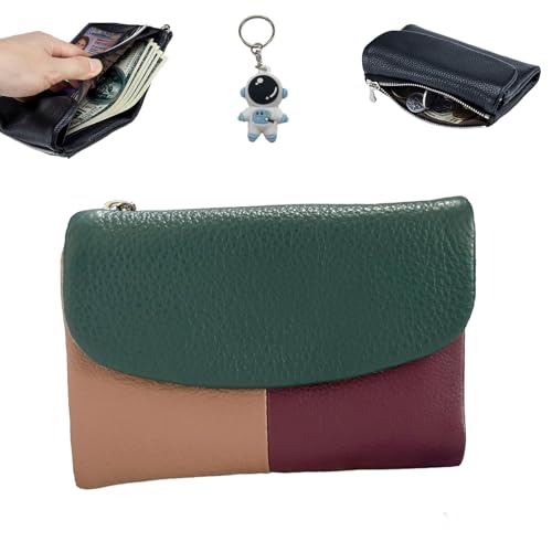 GDSAFS Unisex Pebble Leather Wallet, Fashionable Versatile Short Wallet with Credit Card Holder & Rfid Anti-Theft Protection (B)